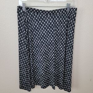 GILLI Black White Geometric Print Swing Skirt Large (2119)